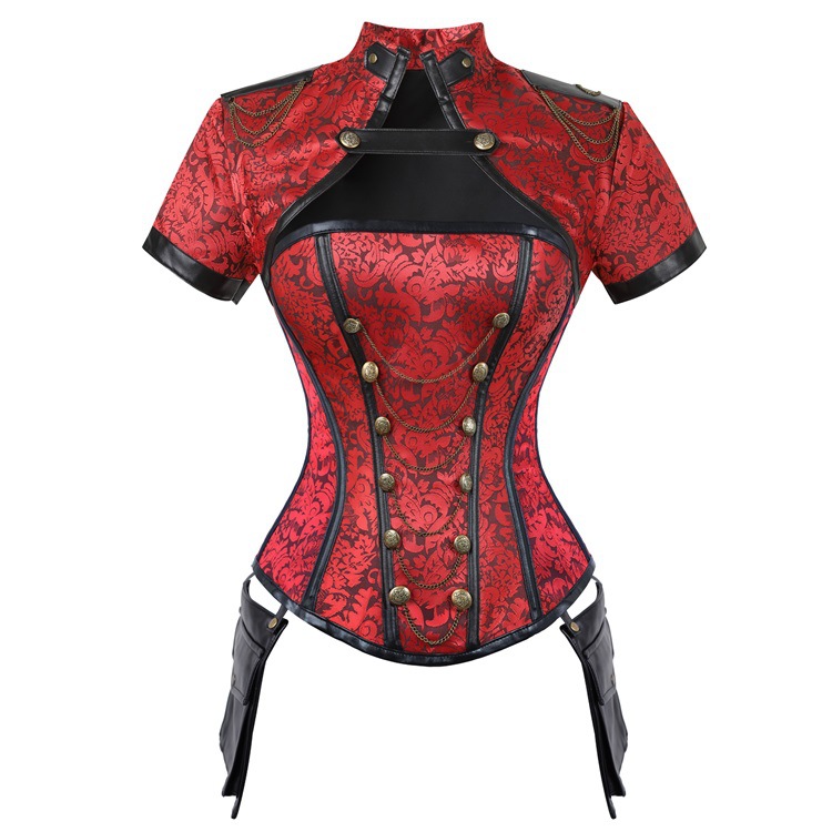 Foreign trade retro punk with Shawl Steel bone court corset zipper Gothic waist waistcoat a generation of hair