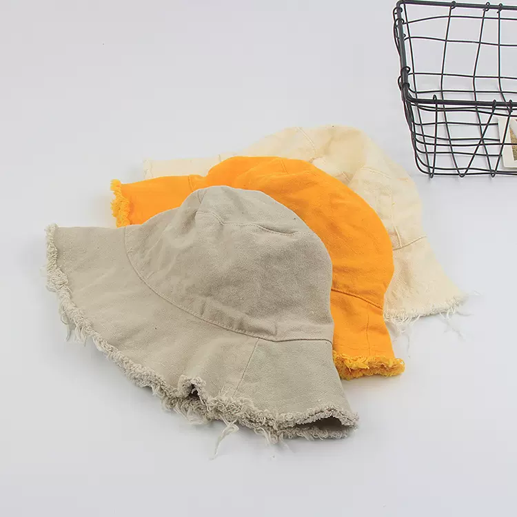 冷淡风格日式街头毛边休闲水洗渔夫帽子夏天男女遮阳百搭宽檐盆帽