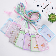 Student campus card holder with lanyard creative cartoon bus meal card holder company access control work card ID card holder