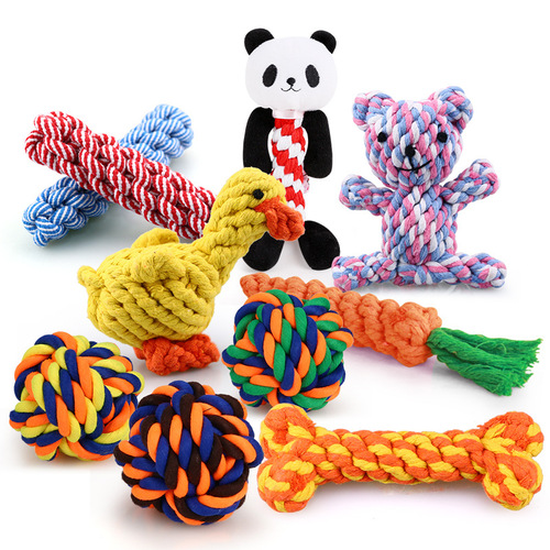 Factory direct supply of dog Teddy pet toy ball, teeth grinding and bite resistant training knot rope ball pet dog toy collection