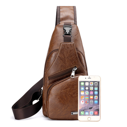 New unisex crossbody bag, men's casual charging bag, sports USB sports braided bag, outdoor business crossbody bag