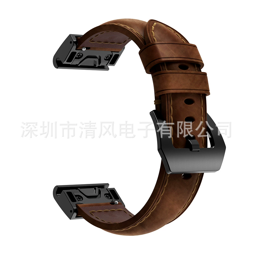 Подходящий для Garmin fenix8/7x/5x/6s/5s ремешок из кожи с рисунком Crazy Horse, быстрая застежка, прошитый ремешок для часов fenix