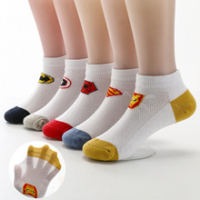 儿童袜子夏季薄款棉袜男童短袜宝宝大童卡通男孩网眼船袜透气吸汗
