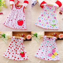 2024夏季新款女童連衣裙韓版棉嬰幼兒連衣裙女童無袖印花背心裙