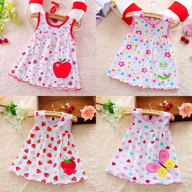 2025夏季新款小童女童连衣裙韩版棉婴幼儿无袖印花背心公主