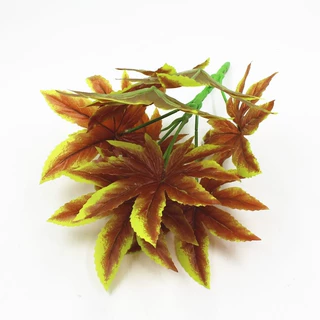 仿真绿植盆栽装饰植物垂直绿化植物墙插花配材9头过胶八角叶三色