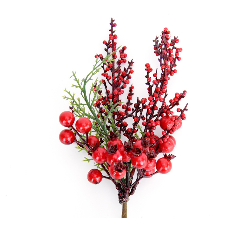 Arreglo de cadena de fruta roja de simulación fruta roja baya decoraciones de navidad accesorios de bricolaje decoración del hogar de la boda