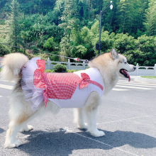 TLB宠物红黄格子半身裙泰迪斗牛猫咪金毛阿拉狗衣服裙子夏季装