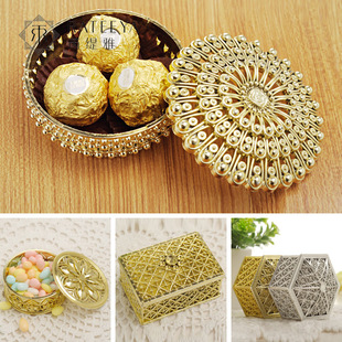Factory direct supply creative candy box personality hollow gold plated silver aromatherapy box wedding candy box storage box