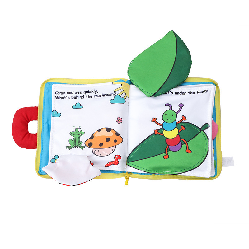 Dibujos animados bebé girasol peekaboo tela libro bolsa lavable tela a prueba de lágrimas juguetes en stock al por mayor