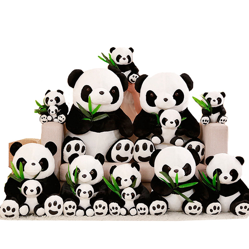 Boutique al por mayor panda gigante de peluche muñeca de juguete muñeca con Panda de bambú puede pedir muestras con logo