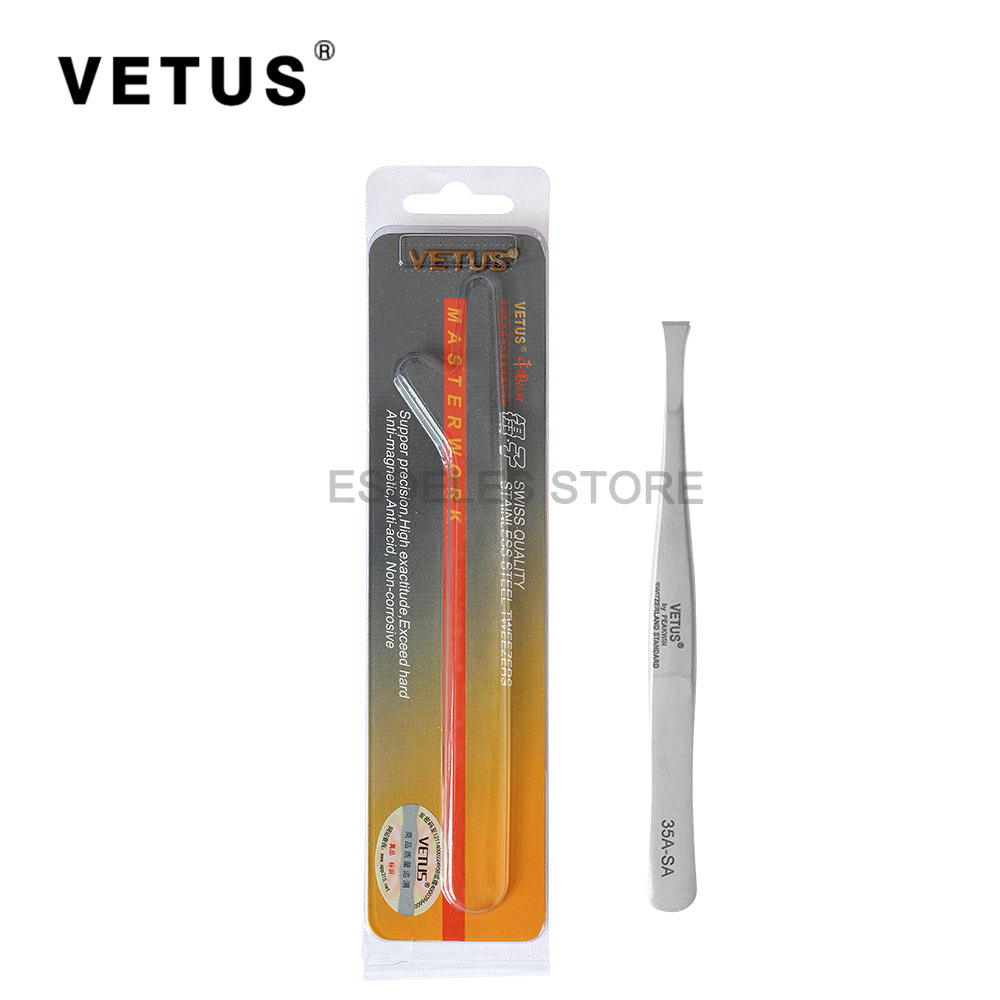 工厂现货无磁扁平宽嘴不锈钢镊子35A-SA电子汽车元器件拆装工具