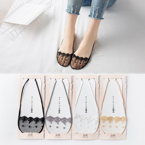 Summer high-heeled shoes women's thin suspenders invisible toe cotton half-palm socks cotton sandals socks wholesale