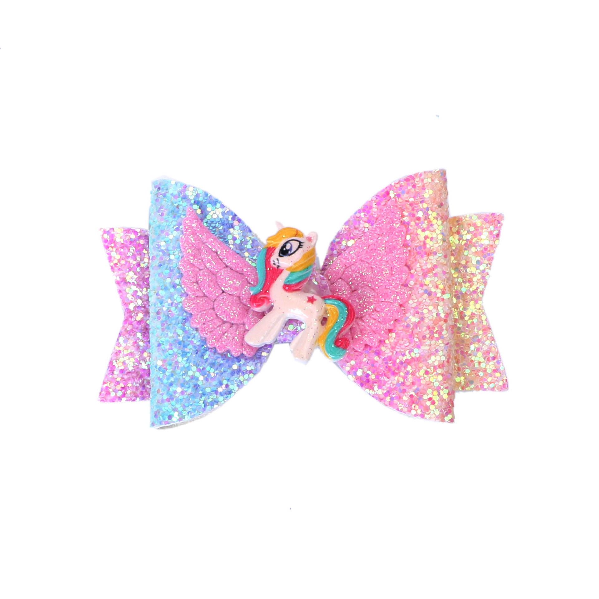 Telite bow flash onion pink bright piece hairpin top clip female cute unicorn hairpin children princess hair accessories