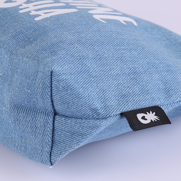 Bolso de mano con cremallera de mezclilla transfronterizo, cambio de estudiante, regalo de almacenamiento, publicidad, compras, bolso de lona, logo impreso
