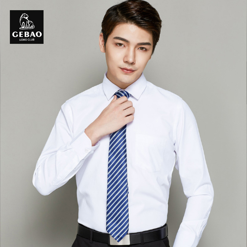 Hangzhou Spring and Autumn Breathable Long-sleeved Business Men's Shirt Slim-fit Professional Dress Men's Cotton Solid Color White Shirt