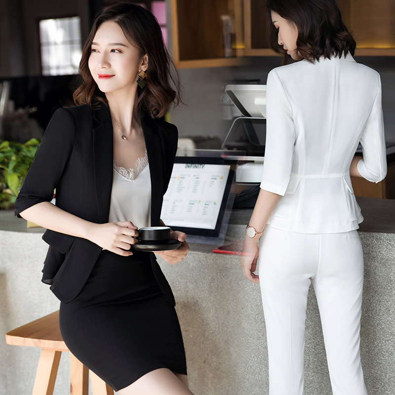 Ruffled Seven-point Sleeve Small Suit Women's Coat Small Thin Fashionable Slim-fit Mid-sleeve Suit Short Women's Top