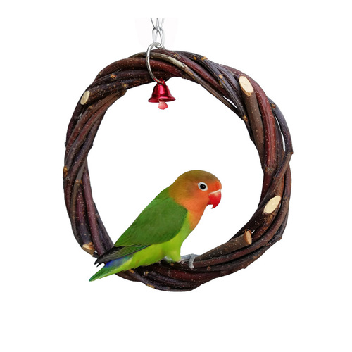 Parrot hanging ring, bird swing, apple branch braided ring, bird stand, rattan ring chewing toy bird cage