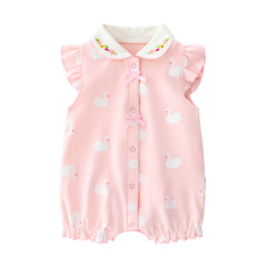 Fangying baby summer jumpsuit jumpsuit cotton boxer angle small flying sleeves little swan style 3-18M