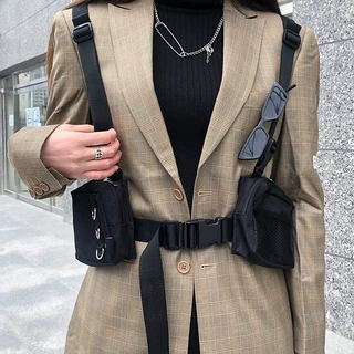 腰包男女潮牌腋下包新款多功能战术挎包百搭运动多口袋时尚腰包