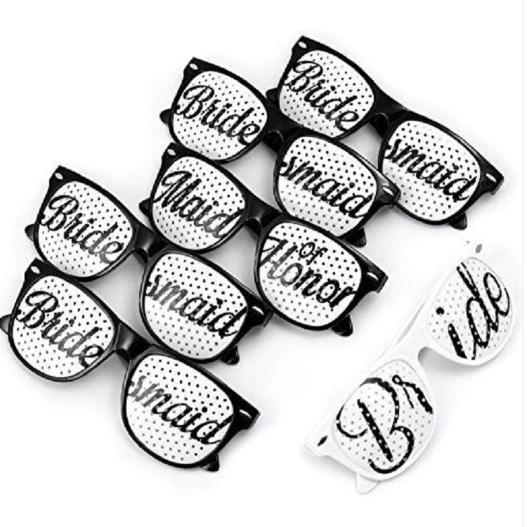 Gafas de despedida de soltera para la novia, equipo de la novia, dama de honor, accesorios de boda con cuentas de arroz, decoraciones creativas para bodas