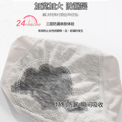 High-waist menstrual underwear for women, cotton menstrual period, leak-proof, day and night use, plus size sanitary pants, foreign trade supply