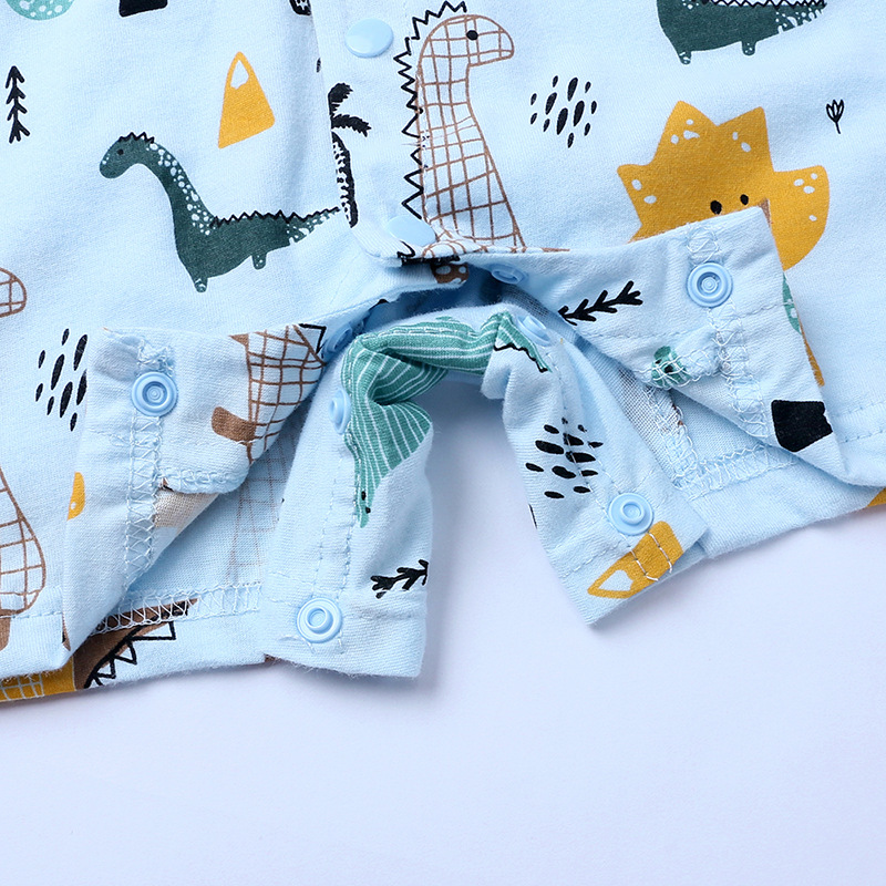 Wholesale Baby Clothes New Short-Sleeved Romper European and American Dinosaur Jumpsuit Ins Children's Clothing Crawling Suit