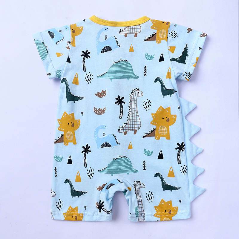 Wholesale Baby Clothes New Short-Sleeved Romper European and American Dinosaur Jumpsuit Ins Children's Clothing Crawling Suit