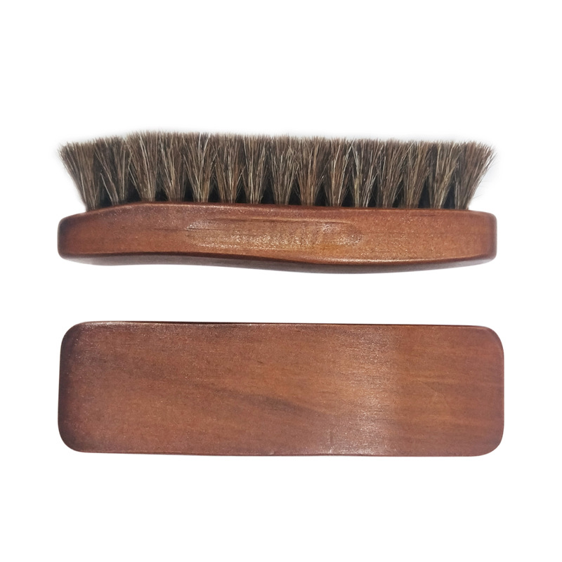 Cepillo tipo barco de madera maciza cepillo de zapatos de piel de caballo cepillo de zapatos de piel suave zapatos de cuero de cerdas de caballo zapatos de cuero multifuncionales cepillo de zapatos de aceite gris