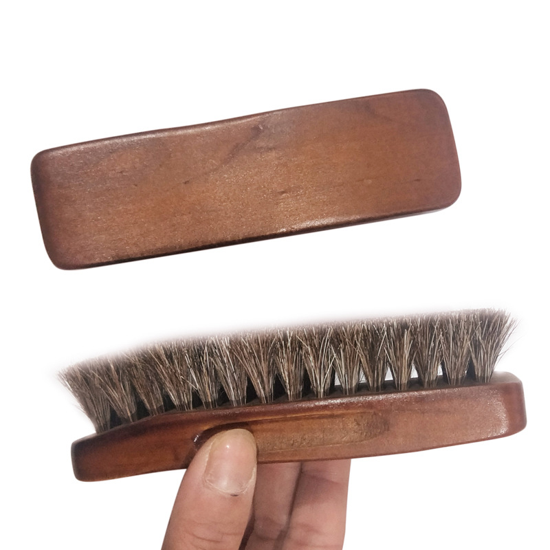Cepillo tipo barco de madera maciza cepillo de zapatos de piel de caballo cepillo de zapatos de piel suave zapatos de cuero de cerdas de caballo zapatos de cuero multifuncionales cepillo de zapatos de aceite gris