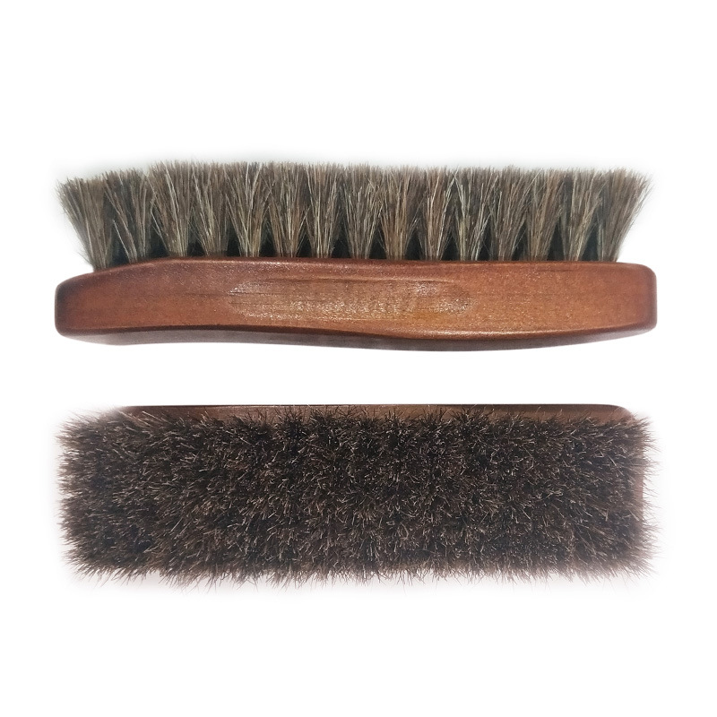 Cepillo tipo barco de madera maciza cepillo de zapatos de piel de caballo cepillo de zapatos de piel suave zapatos de cuero de cerdas de caballo zapatos de cuero multifuncionales cepillo de zapatos de aceite gris
