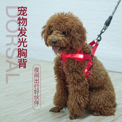 Factory direct sales LED luminous dog harness, luminous dog leash, dog harness, pet supplies for medium and large dogs