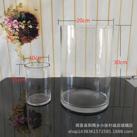 透明大号圆柱形玻璃直筒花瓶小号杯子高马醉木花瓶圆筒水培花瓶