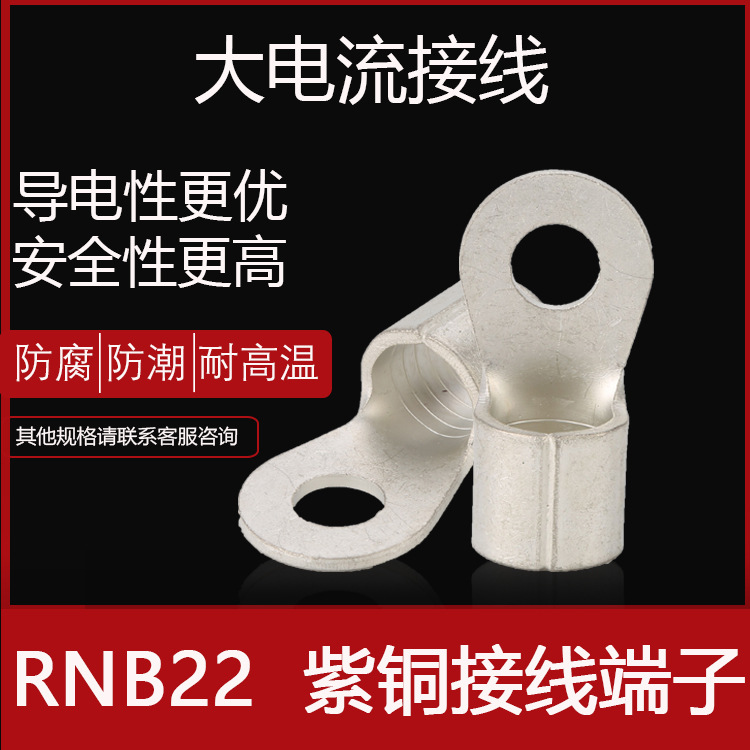 接线端子圆形裸端子RNB22-4S紫铜接线专用端子大电流接线端子批发