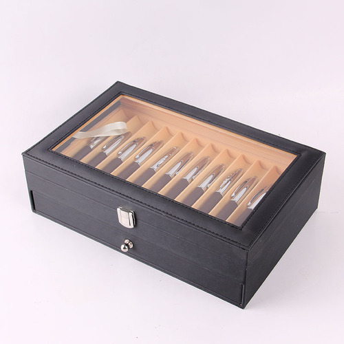 Wholesale pen box 24 pieces leather pen display box 24-bit PU pen storage box stationery box dropshipping