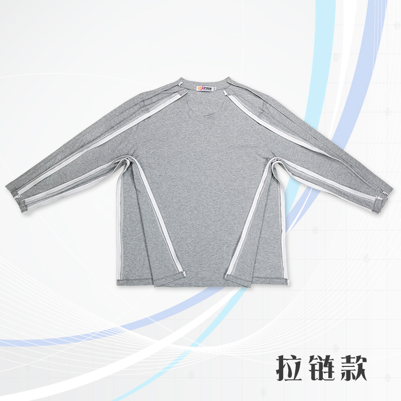 Fácil de usar y quitarse la bata de hospital fractura infusión postoperatoria conveniente inyección tardía ropa de enfermería completamente abierta camiseta primavera