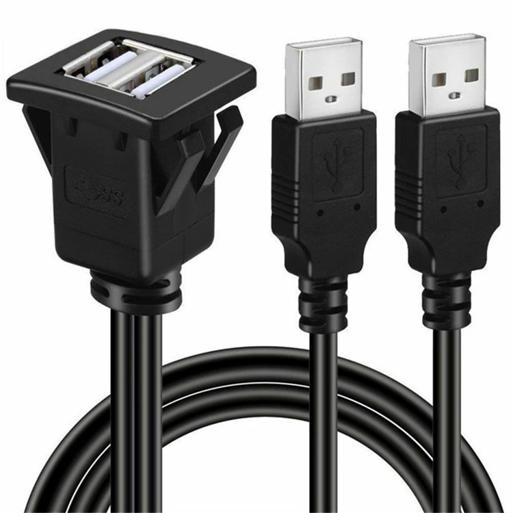 Холодная-распродажа двойной USB2.0 панельный проводной корабельный мотоциклетный приборная панель реклама для moeder водонадзорная линия удлинитель 1 метр