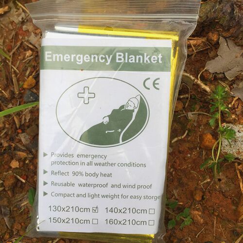 Outdoor portable multi-functional first aid thermal blanket 130*210 double-sided silver gold survival blanket sun protection blanket