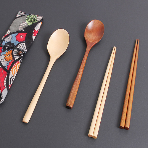 Japanese style portable chopsticks and spoon set for outdoor travel office workers to carry tableware gifts