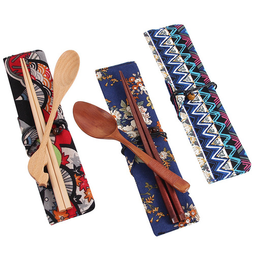 Japanese style portable chopsticks and spoon set for outdoor travel office workers to carry tableware gifts