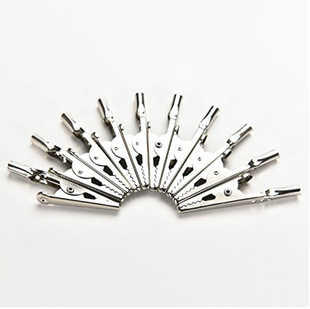Dongguan manufacturers supply 50mm long round tail alligator clip electroplated round tube power supply test clip nickel color alligator clip