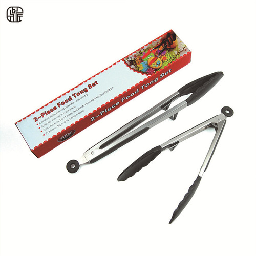 Amazon 9-inch 12-inch silicone food clips 2-piece set with stand food clips temperature-resistant steak clips barbecue clips