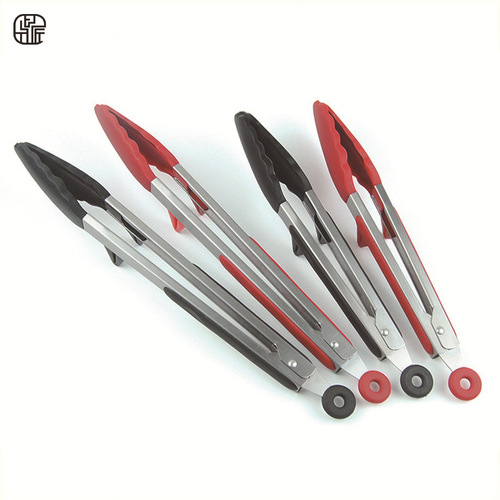 Amazon 9-inch 12-inch silicone food clips 2-piece set with stand food clips temperature-resistant steak clips barbecue clips