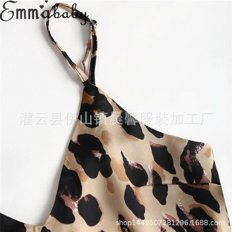 El Comercio exterior Amazon popular pijamas camisón de seda artificial con estampado de leopardo más tamaño ropa interior para el hogar camisón eBay SUMINISTRO DE Europa y América