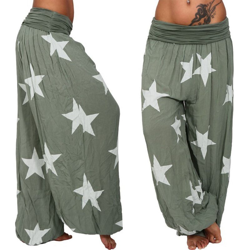 2025 Autumn and Summer Star Print Solid Color Harem Pants Plus Size Lantern Pants Ebay Aliexpress Wish Hot Item