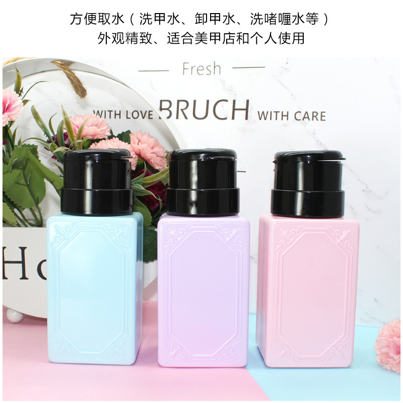 Nail Tools Square Oval Japanese Press Bottle Macaron Lace 200ml Press Bottle with Lock
