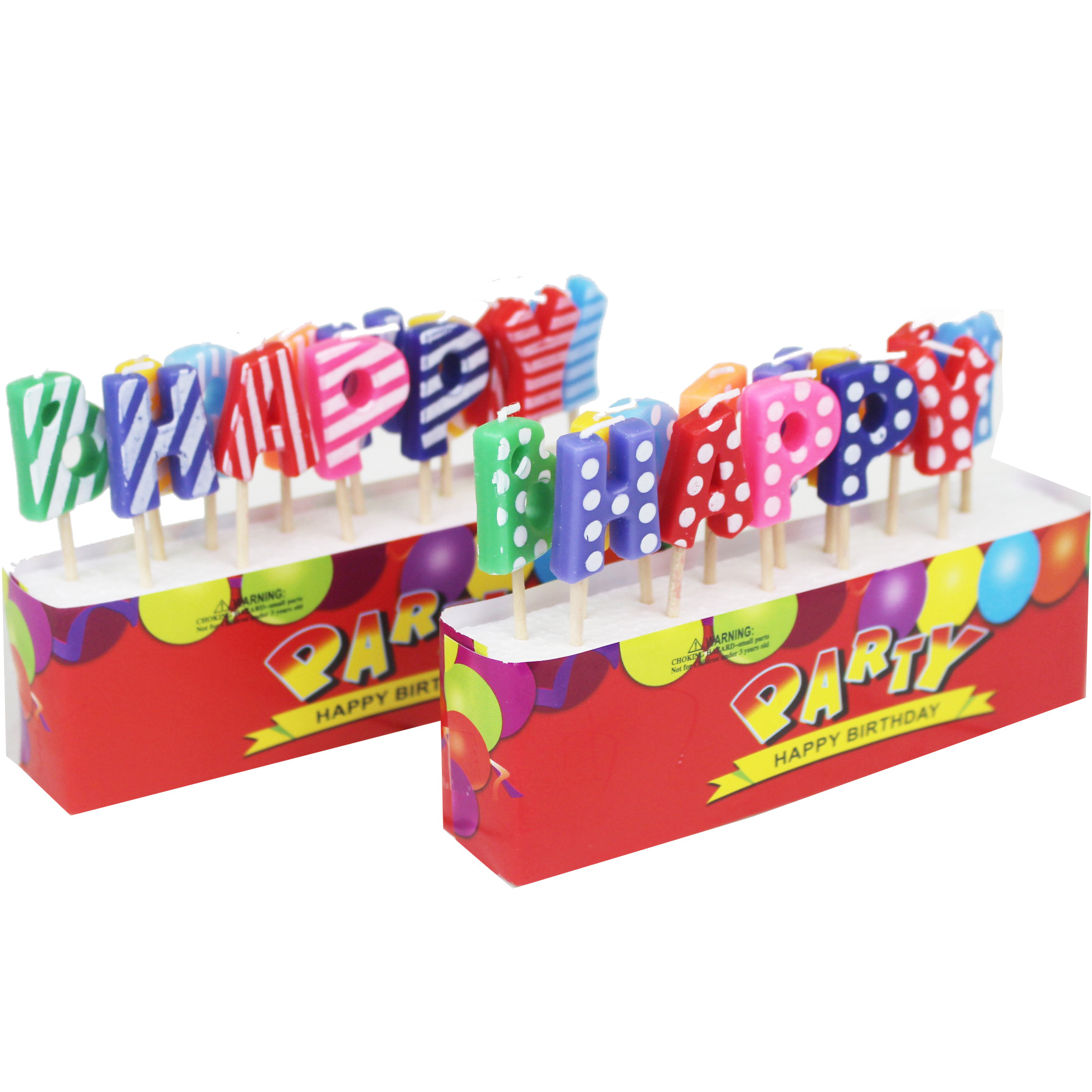 Venta al por mayor colorido carta vela creativa punto sarga happybirthday Inglés pastel de cumpleaños vela