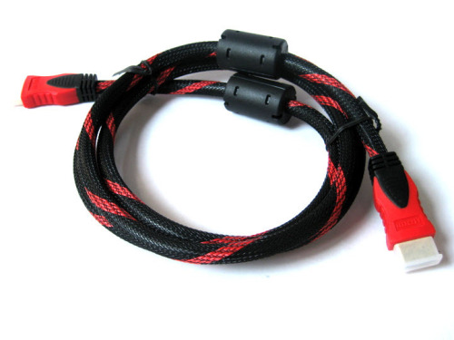 3 meters red and black network HDMI cable data cable HD connection cable double magnetic ring TV computer HD cable version 1.4