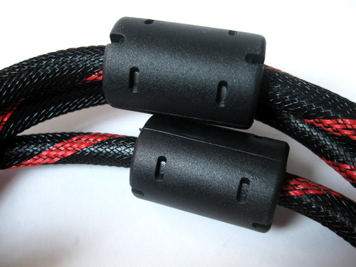 3 meters red and black network HDMI cable data cable HD connection cable double magnetic ring TV computer HD cable version 1.4