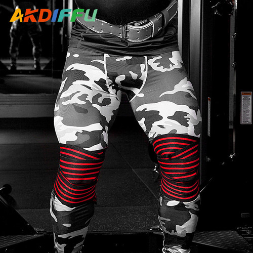 Manufacturer wholesale nylon colorful four-stripe bandage wrapped sports knee pads weightlifting deadlift pull-ups knee pads